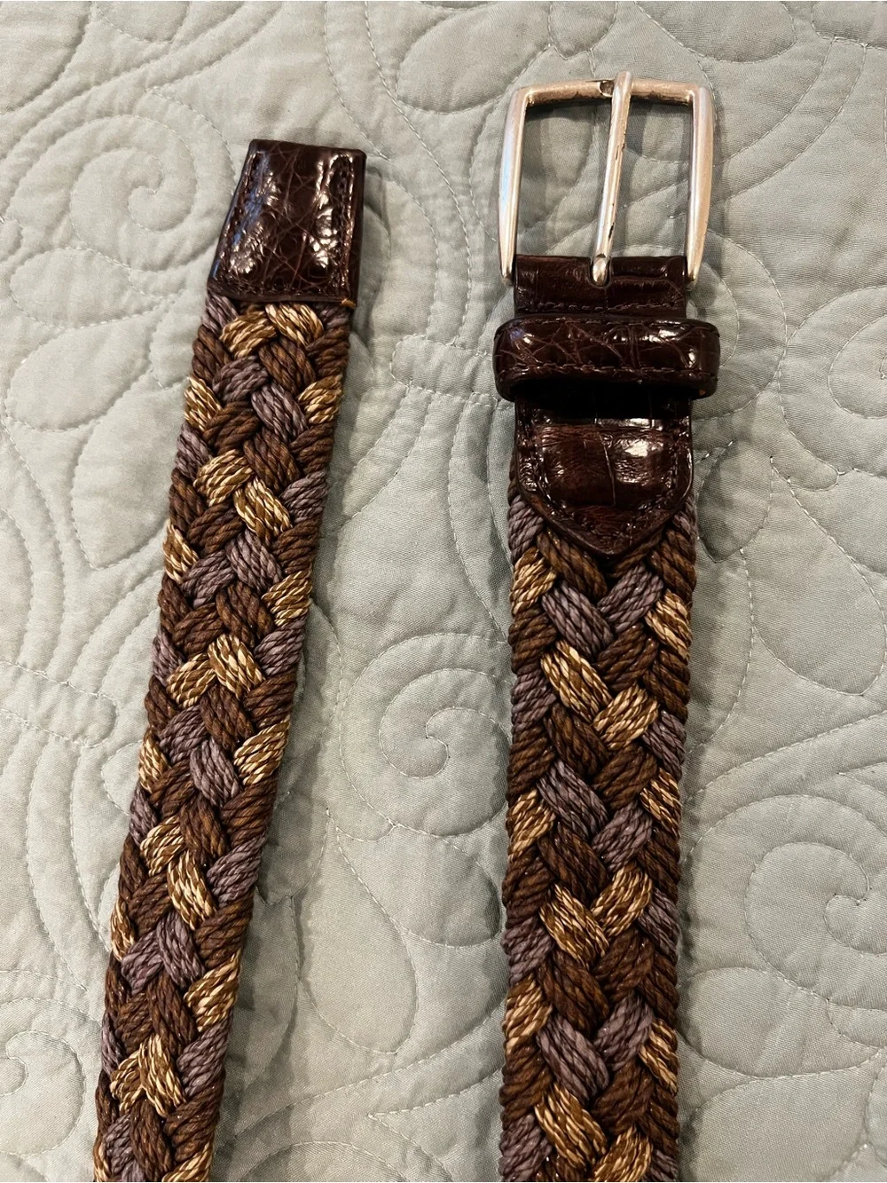 NWOT Onward Reserve Braided Brown Men's Belt 36- Woven Leather Accents